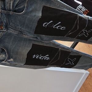 BAB Emp Dolce Vida Upcycled Vintage Skinny Jeans - Blue and Black